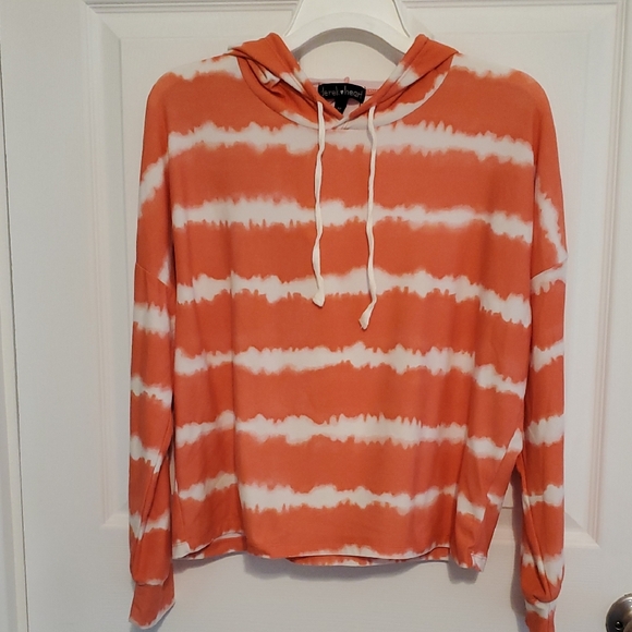 Derek Heart Tops - Derek Heart Orange and White Hoodie